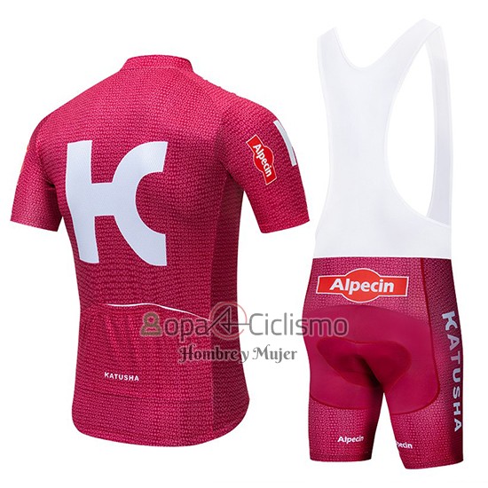 Katusha Alpecin Ropa Ciclismo Culotte Corto 2019 Mangas Cortas Rojo